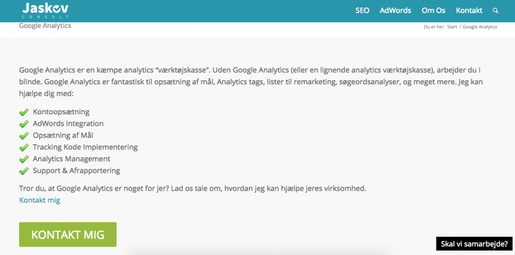 Google analytics landingpage jaskovconsult