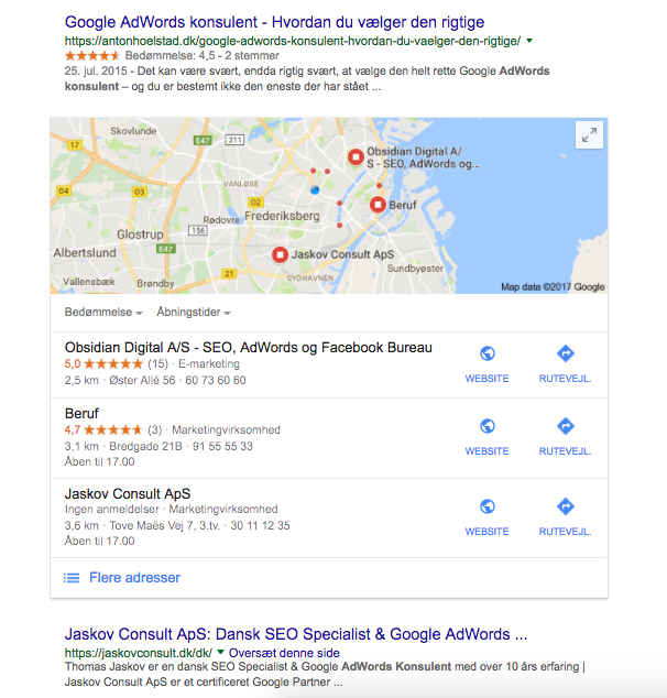Google adwords consultant search result