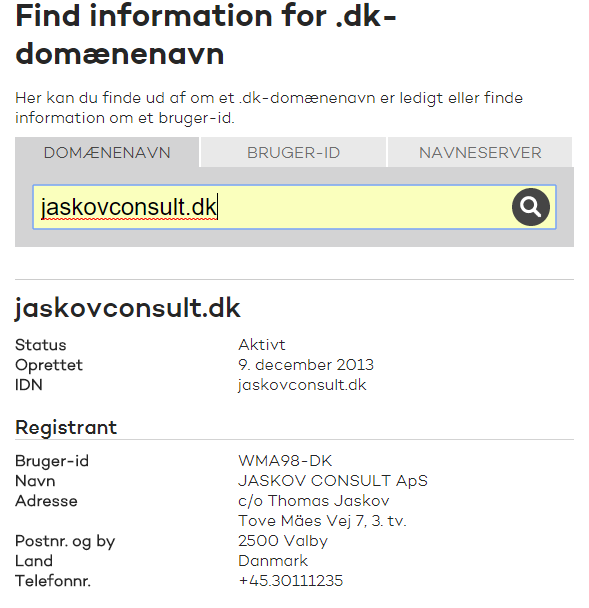 domæne lookup af jaskovconsult.dk